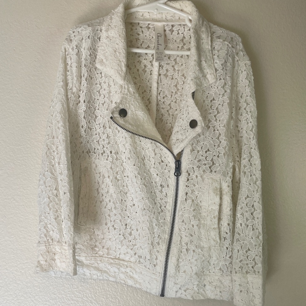 Cream Lace Moto Jacket